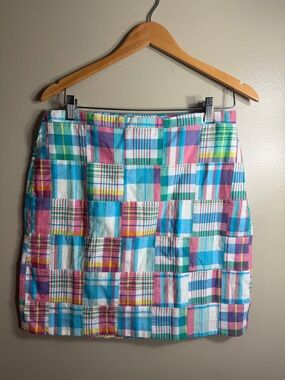 Talbots Madras Plaid Skirt Size 8 Preppy Golf Coastal Mini Lined